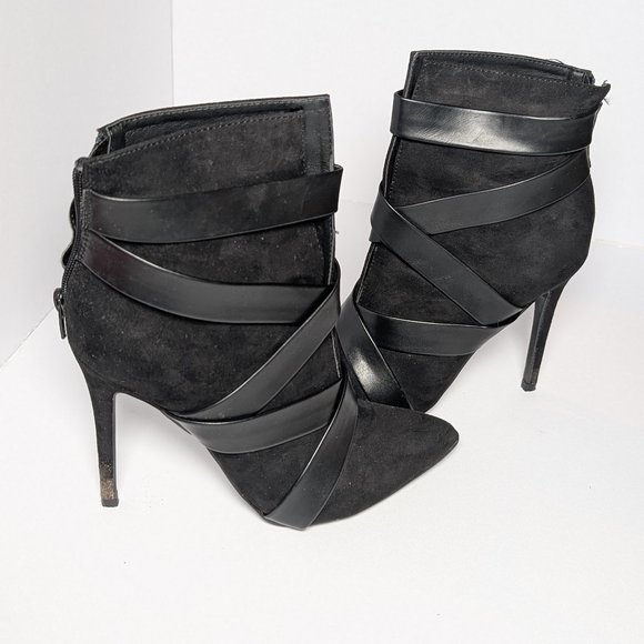 Black Leather Ankle Boots - Picture 1 of 2
